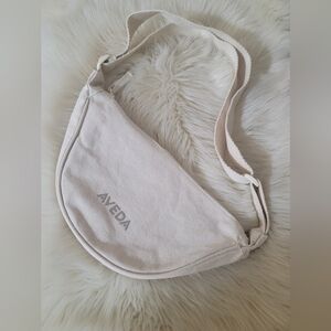 AVEDA Natural Canvas 100% Cotton Zippered Crossover Sling Bag Cosmetic Bag